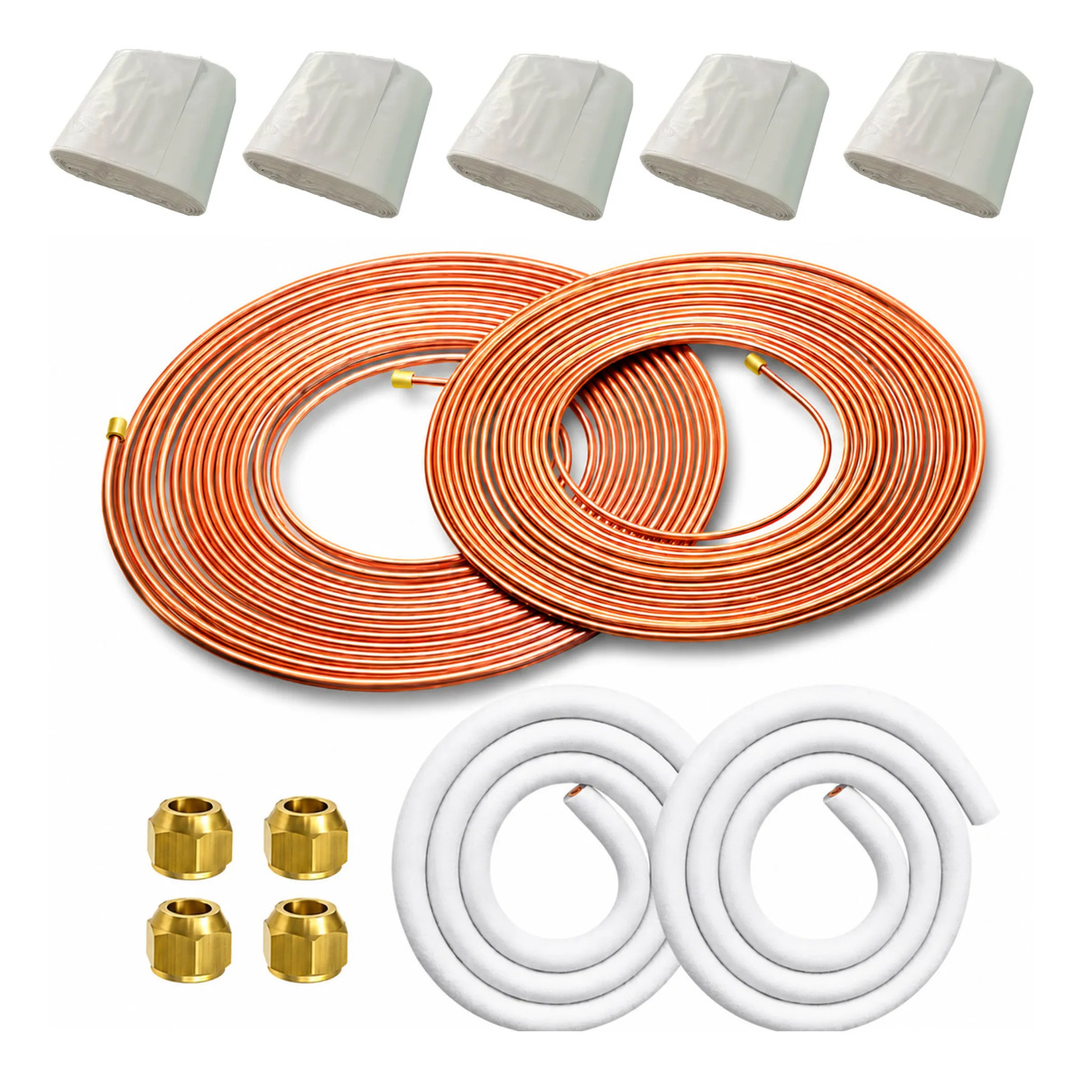 Tubo De Cobre Flexível 1/4 E 3/8 10m Cada+isolante+fita