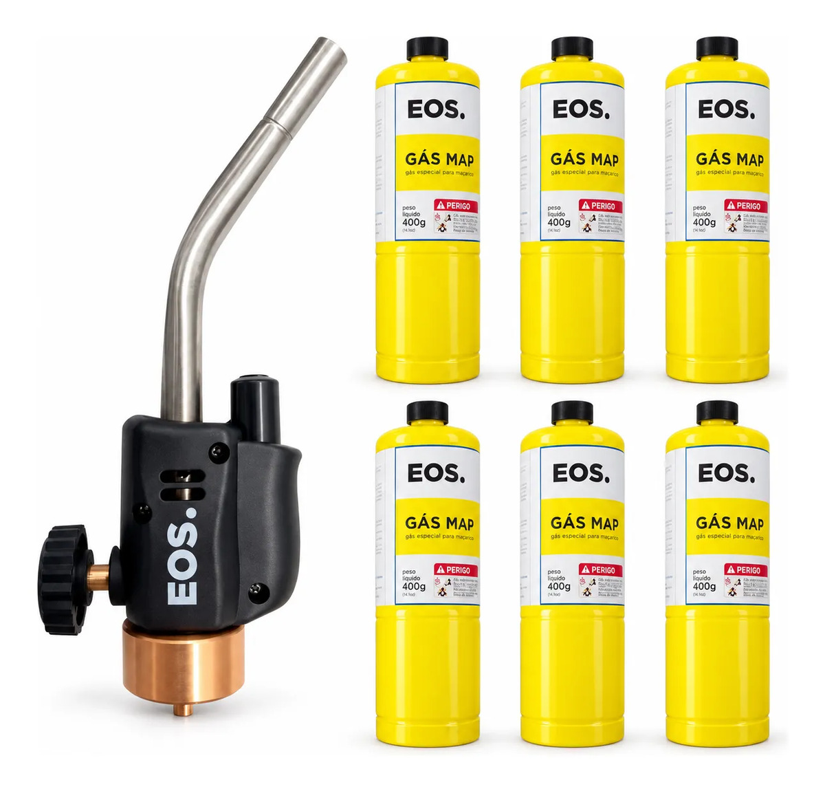 Kit Maçarico Eos Fire Plus Automático Com 6 Refis Map