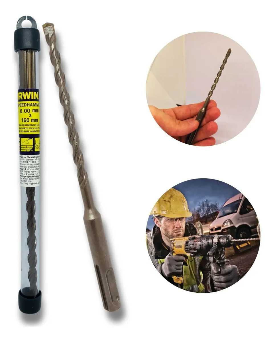 Broca Sds Plus Vídea Irwin 6mm X 160mm P/ Martelete Concreto