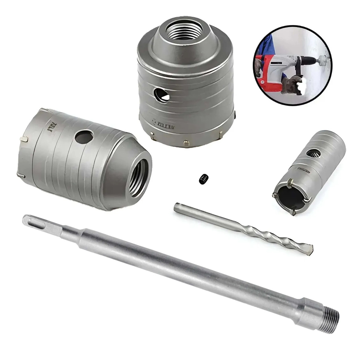Kit 3 Serra Copo Fura Parede Concreto Laje Brocas 30 40 50mm