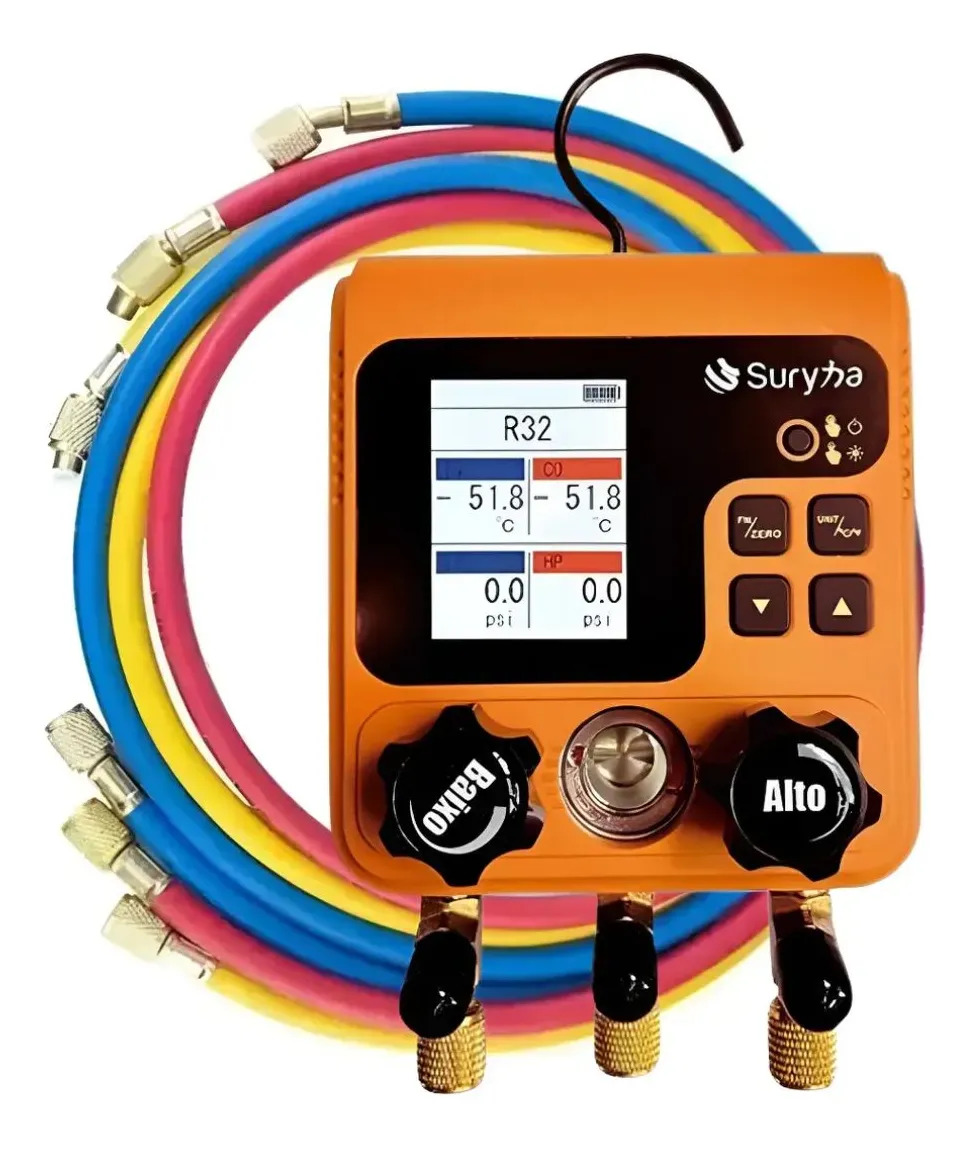Manifold Digital Suryha Smart 92 Tipos Gases C/ Mangueiras