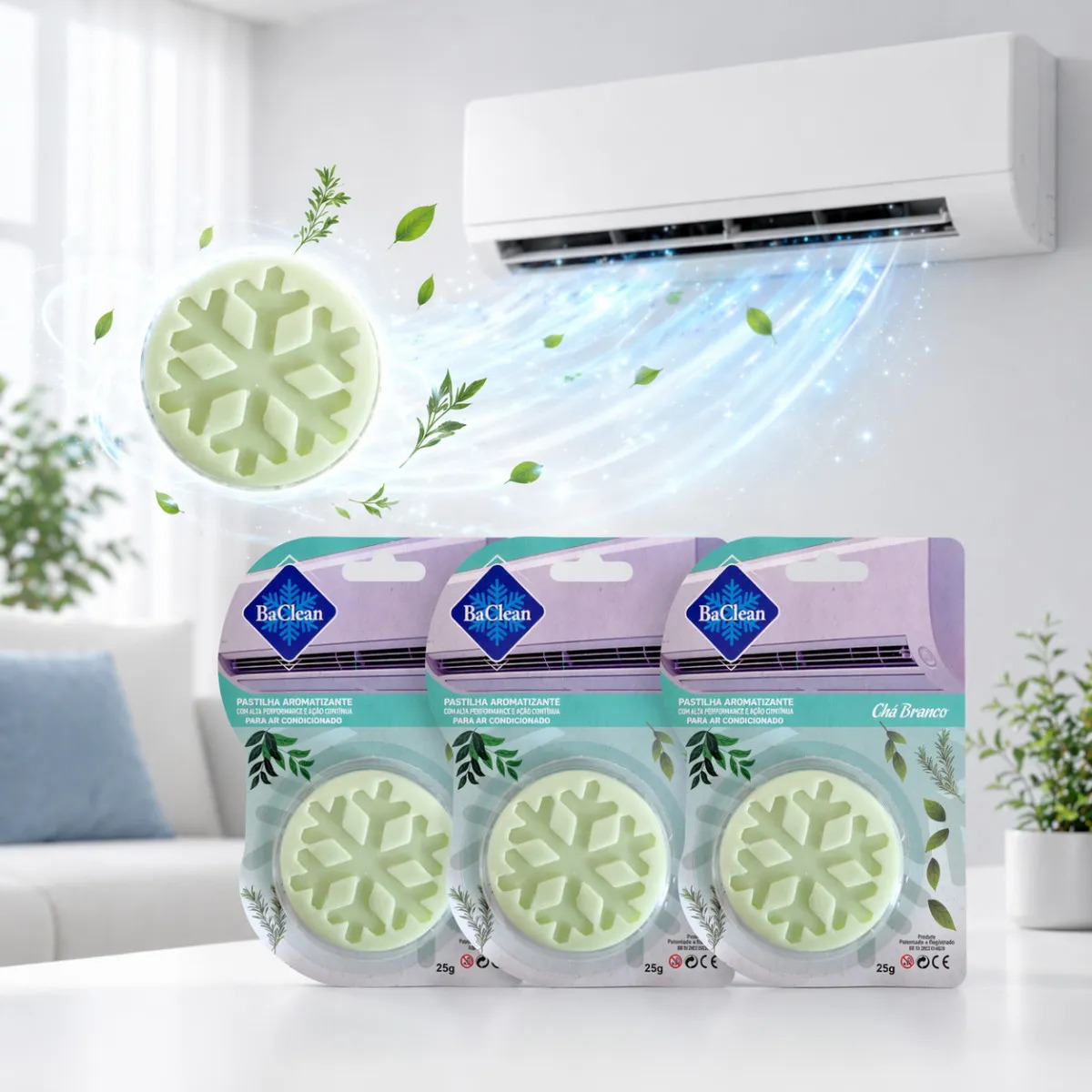 Pastilha Aromatizante Ar Condicionado Kit 3 Unidades Baclean