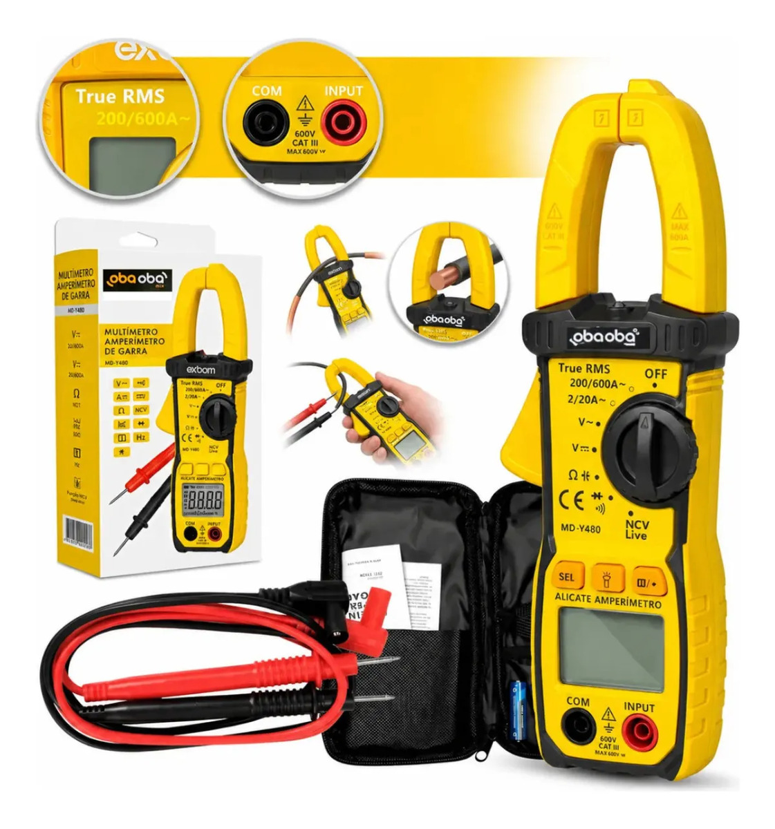 Alicate Amperímetro Digital True Rms Automático Ncv + Estojo
