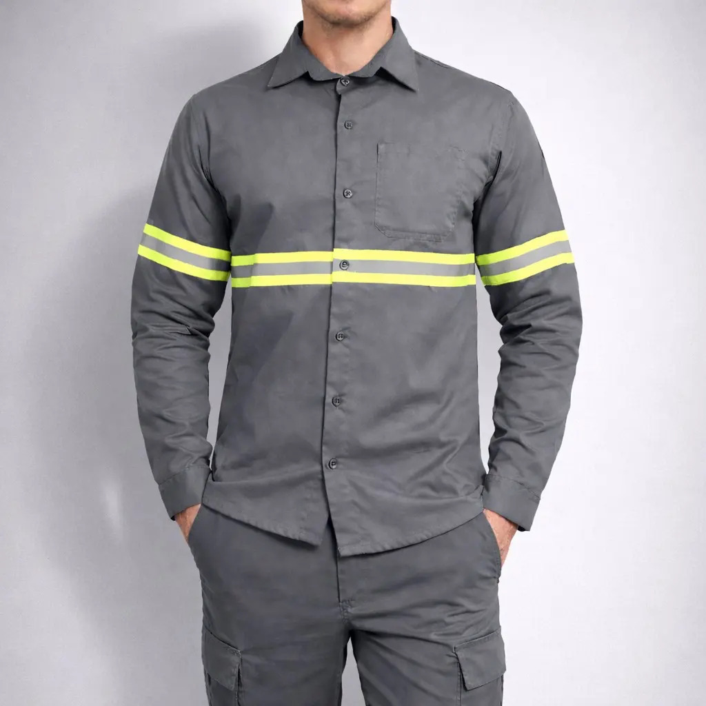 Camisa Grande Manga Longa Brim Profissional Refletiva Botão