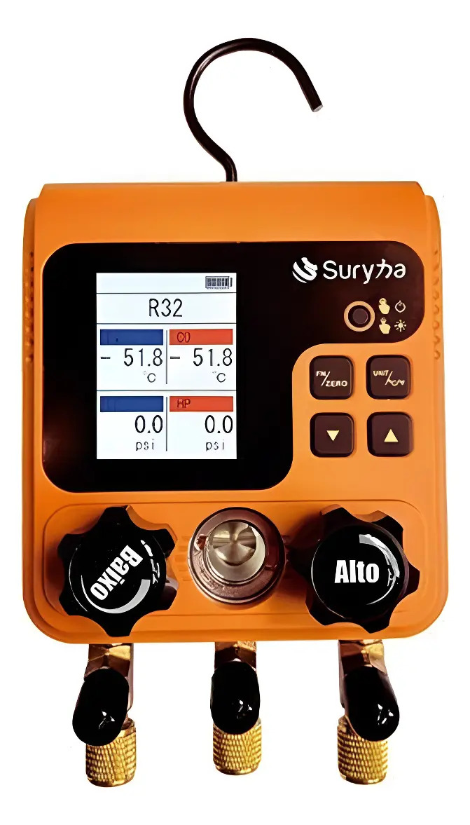 Manifold Digital Suryha Smart para 92 Gases Refrigerantes Sem Mangueiras