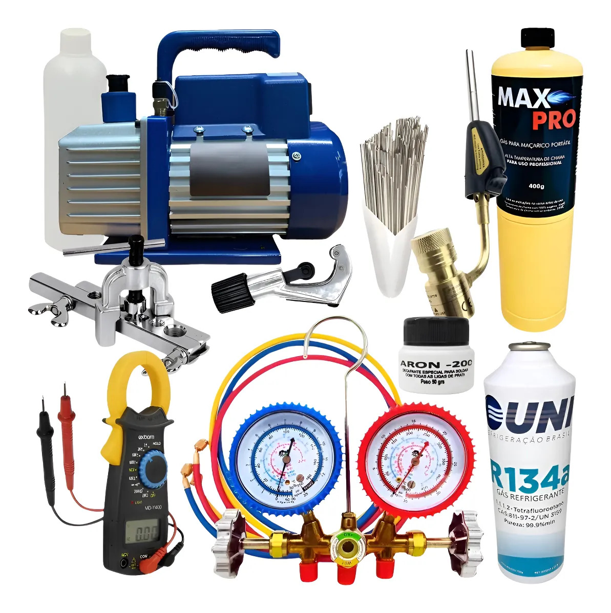 Kit Completo Refrigeração: Bomba De Vácuo, Manifold, Maçarico