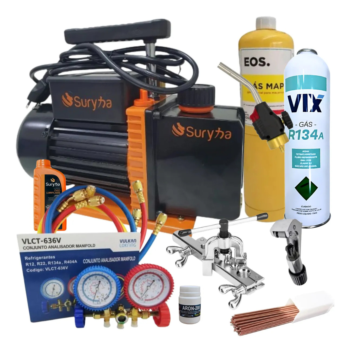 Kit Ferramentas De Refrigeração C/ Bomba, Manifold, Maçarico