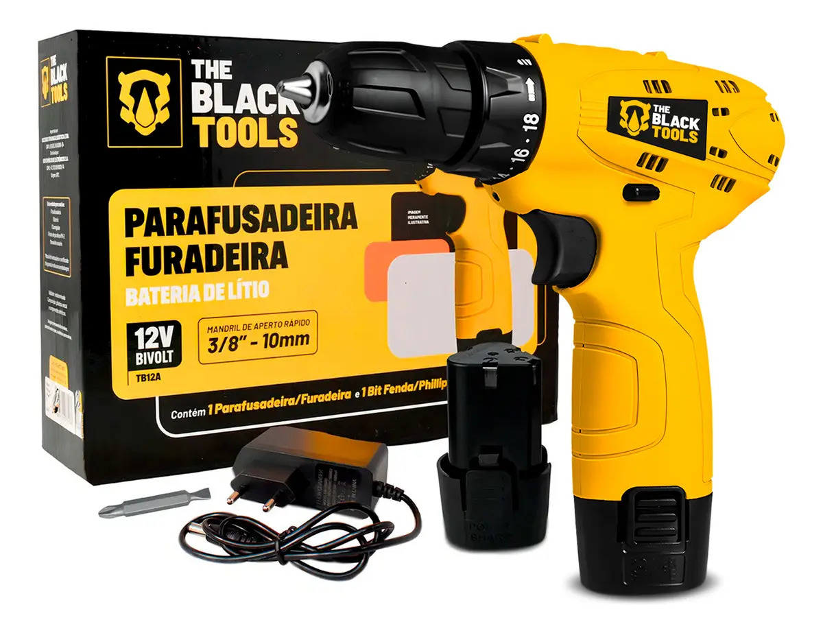 Parafusadeira Furadeira The Black Tools TB12A 3/8 a Bateria