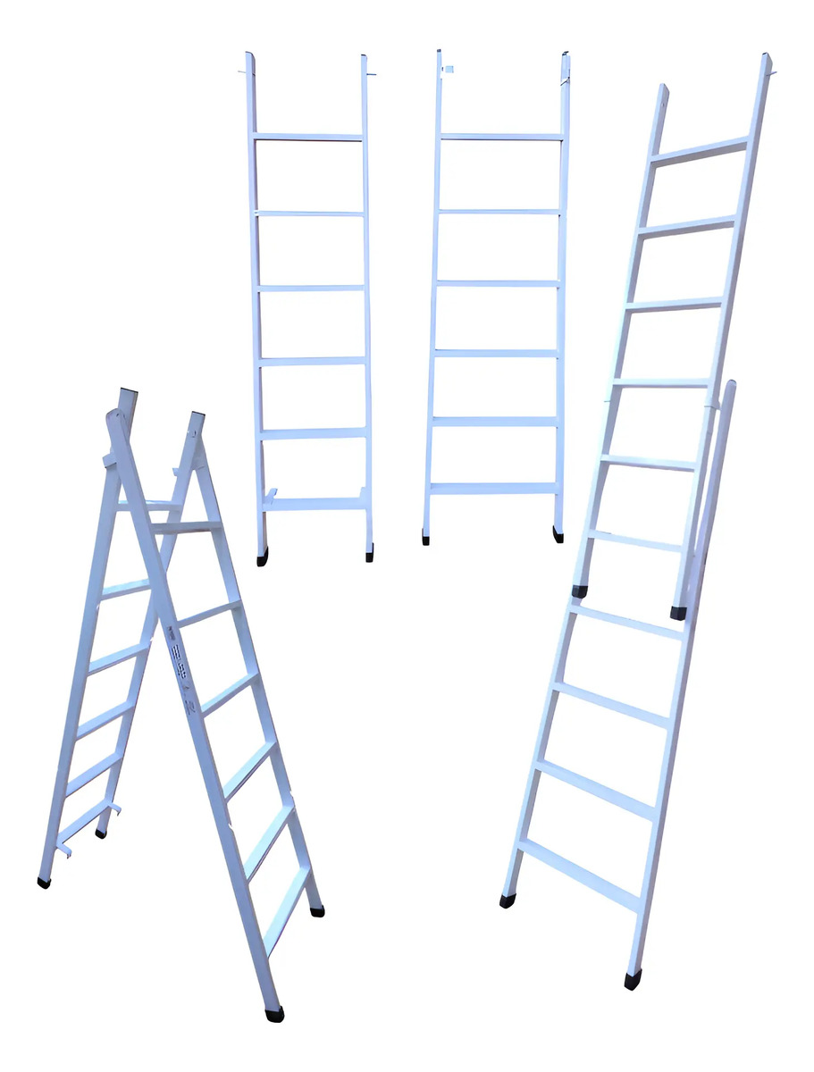 Escada Tesoura Extensiva Aço 6x10 Degraus 3 Em 1 Reforçada