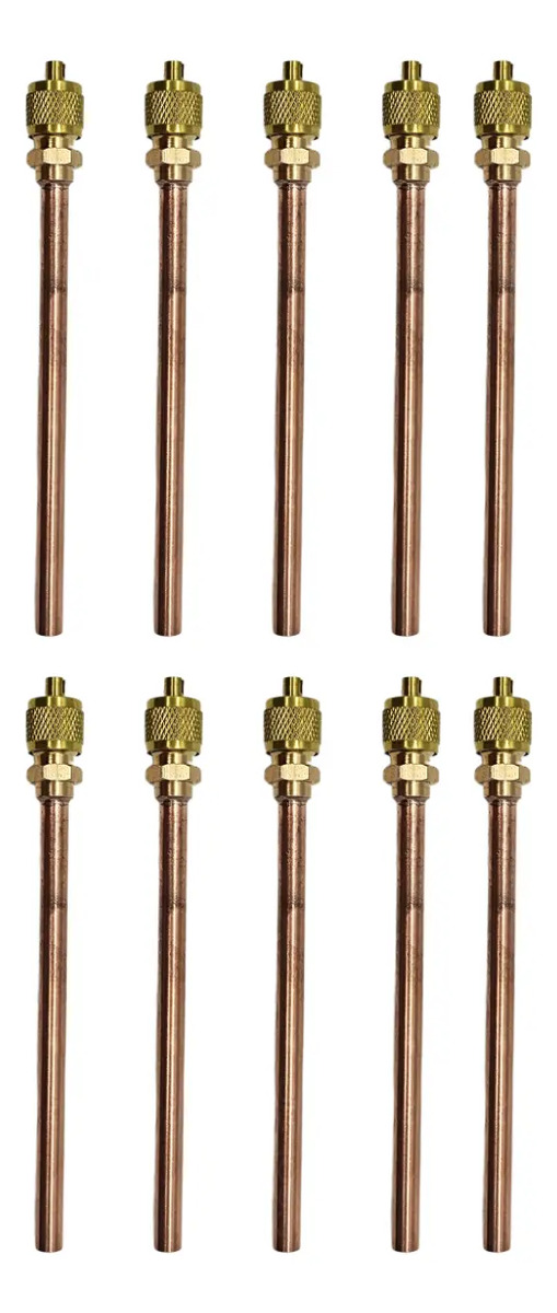 Kit Com 10 Válvula Serviço Schrader 1/4 10cm P/ Refrigeração
