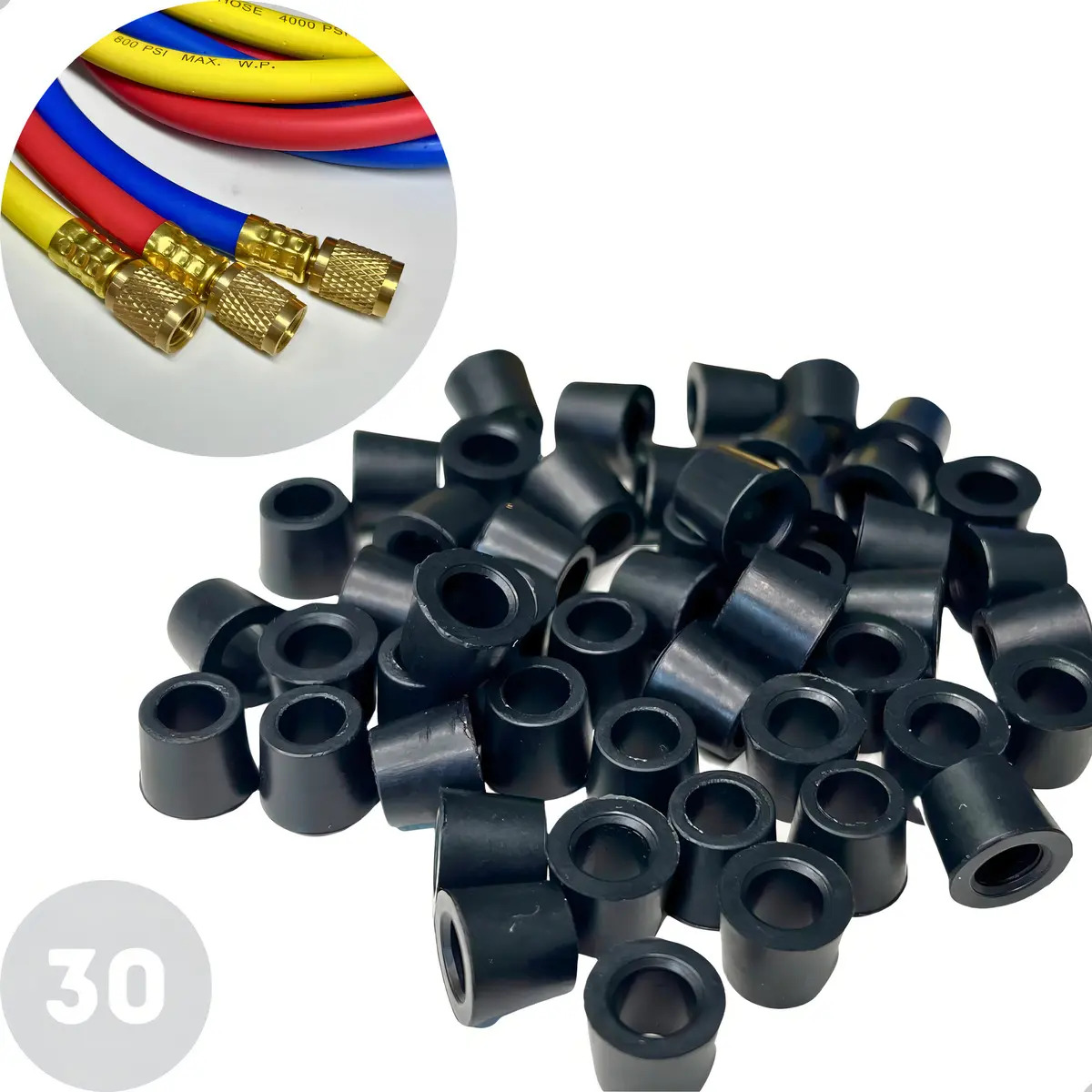 Kit 30 Reparo Mangueira Manifold 1/4 SAE Armz Vedação Borrachinha