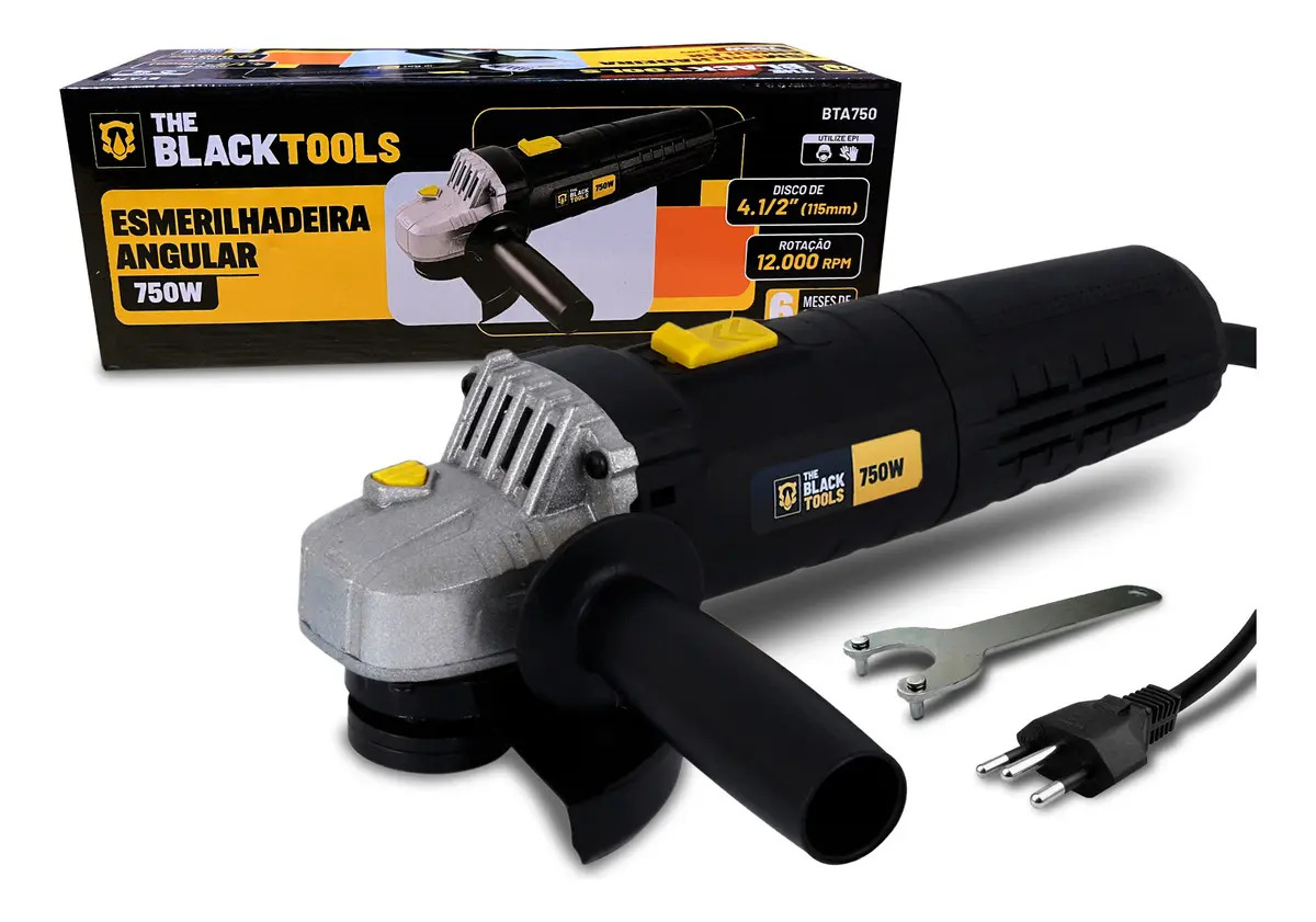 Esmerilhadeira Angular Profissional 4.1/2 Pol. 750w Cor Preto Frequência 60Hz