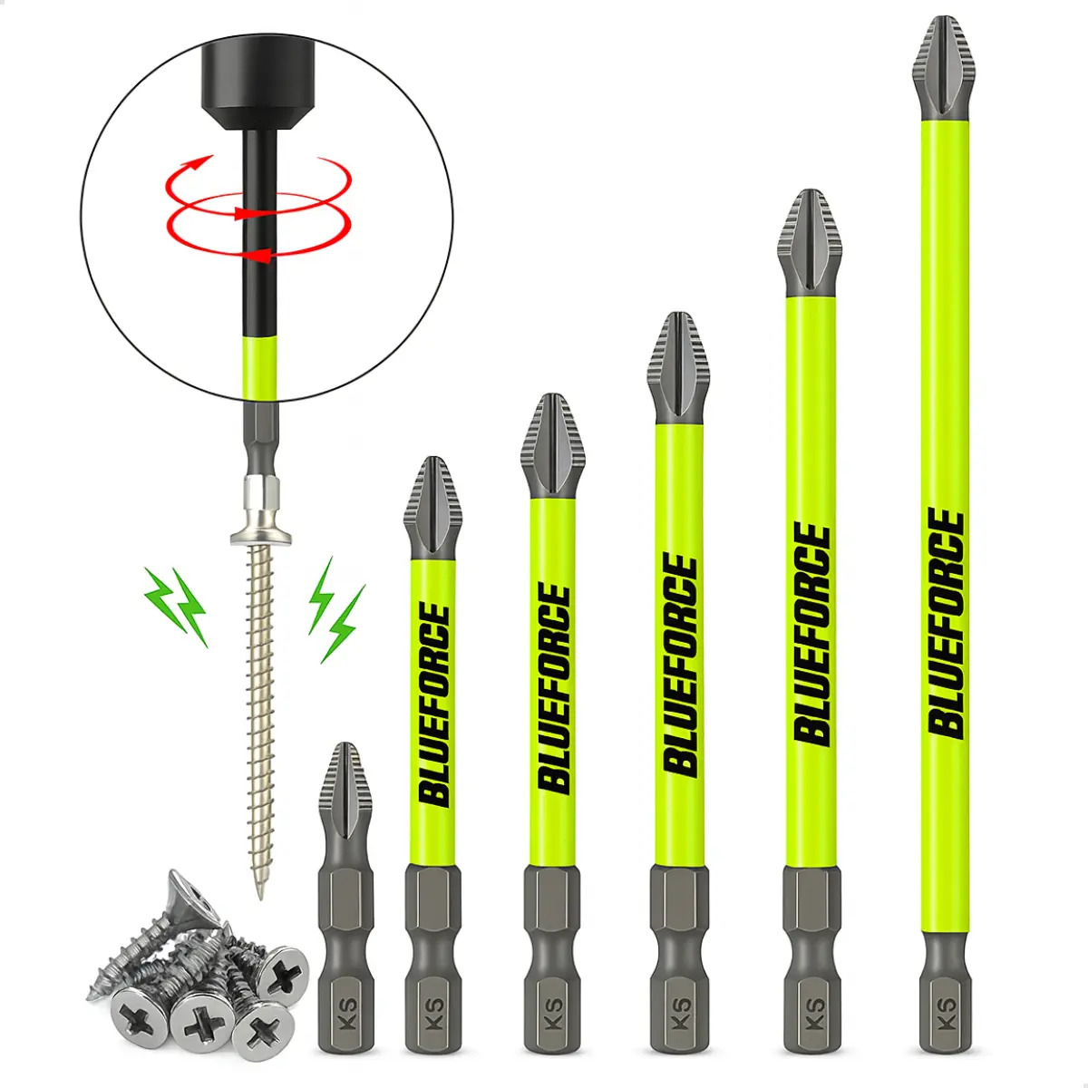 Bits Magnético Ponteira Philips Ph2 Jogo 6 Pcs Imantado
