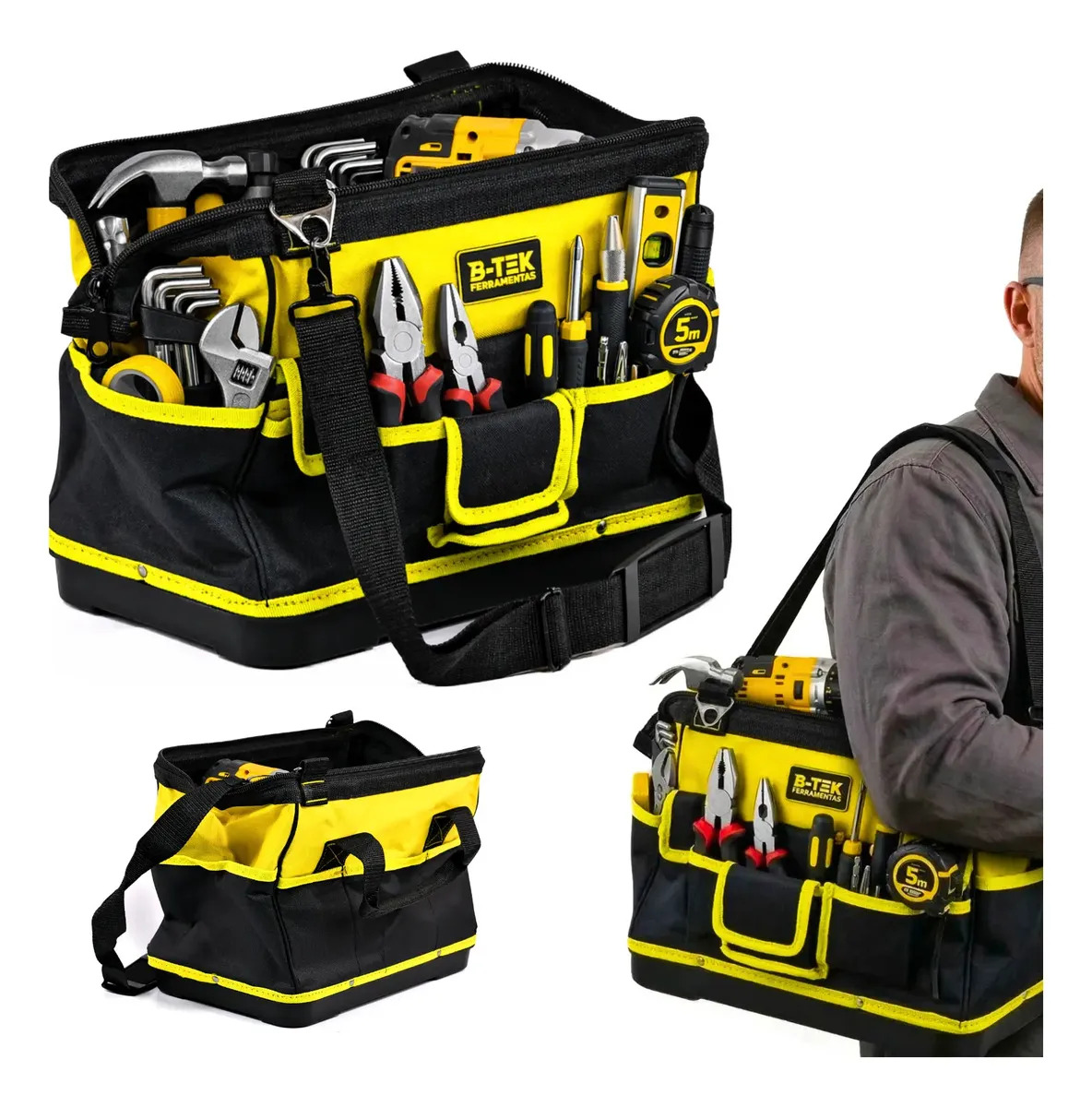 Bolsa Ferramentas Reforçada Mochila Ferramentas Profissional Eletricista 16 Bolsos 15kg