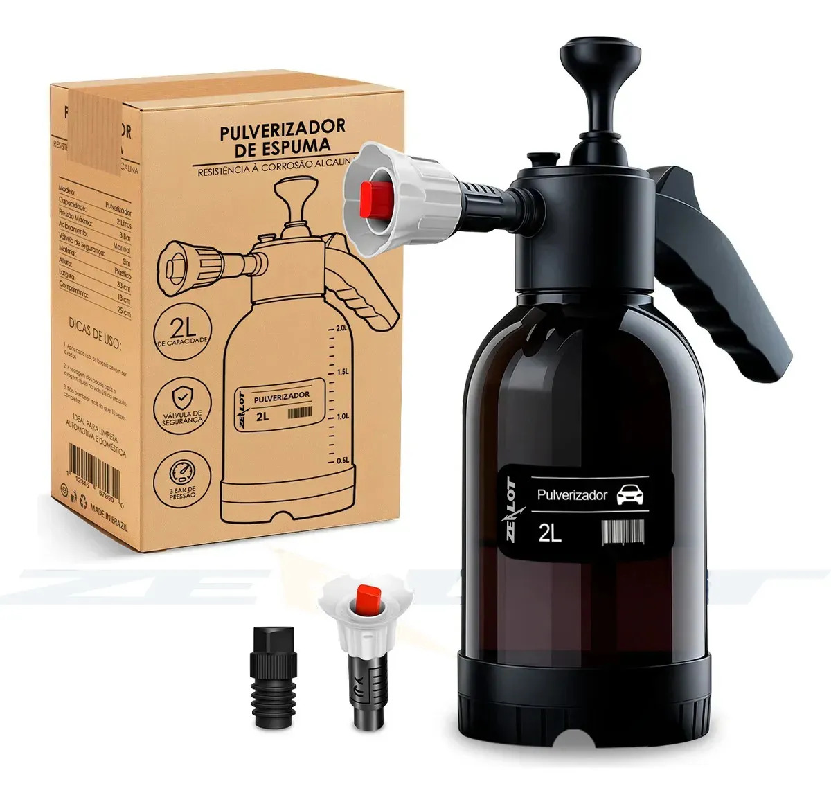 Pulverizador Borrifador Alta Pressão Snow Foam 2 Litros Manual 3 Bicos