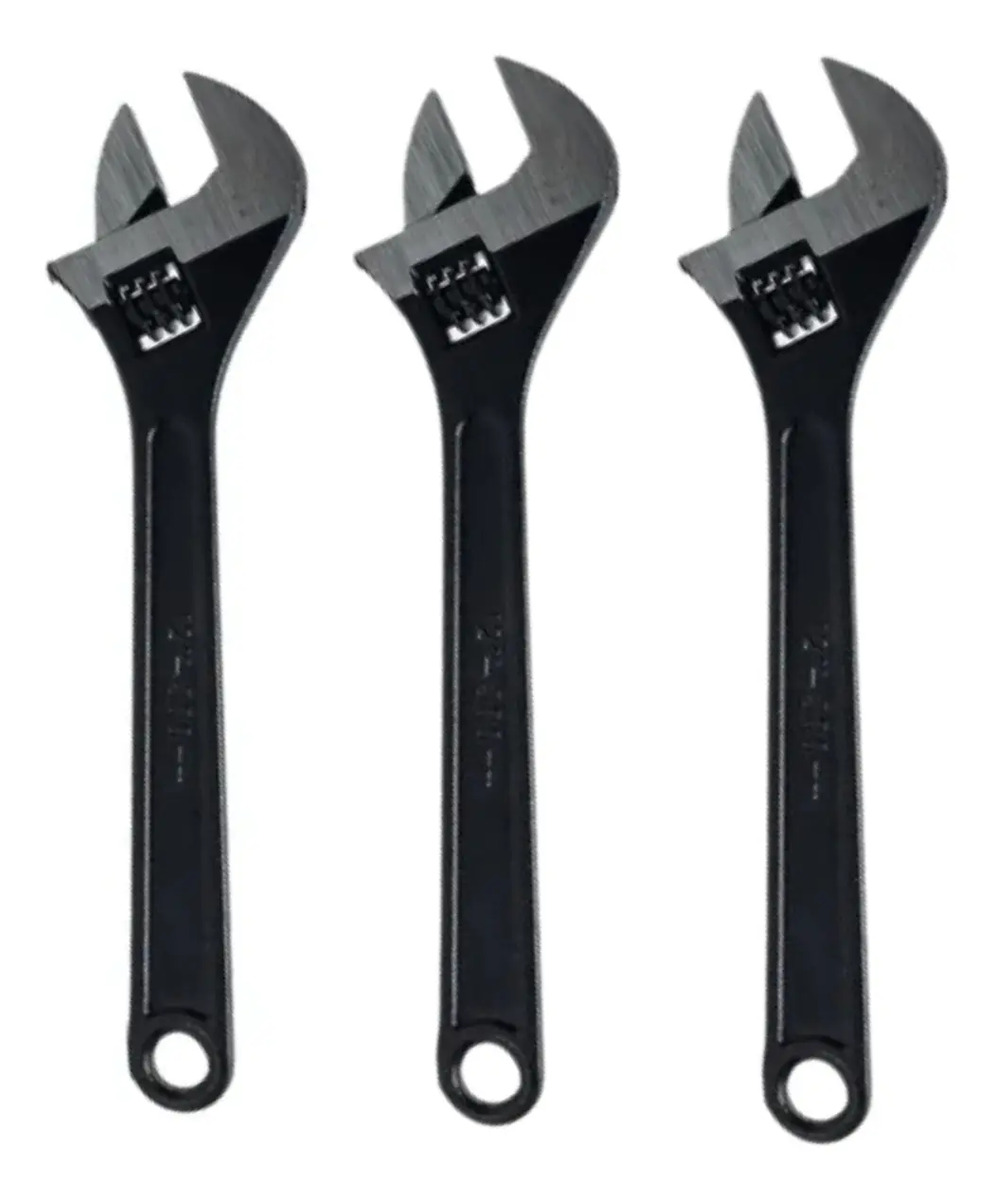 Kit 3 Chaves Inglesas Ajustável 8 10 12 Polegadas Aço