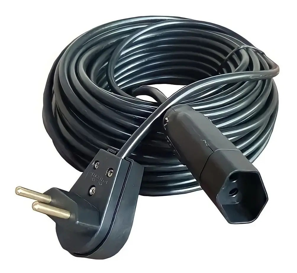 Extensão Elétrica 20 Metros 10a Cabo Pp 2x1,0 Reforçada Cor Preto Click Cabos