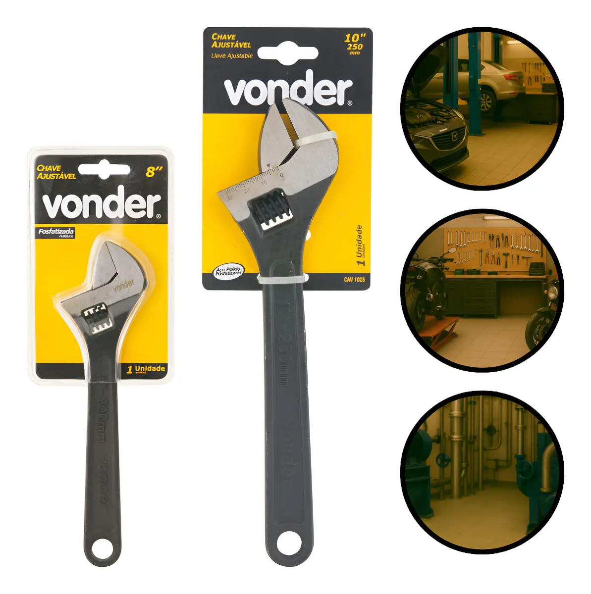 Kit Chave Ajustável 8 E 10 Inglesa Fosfatizado Preto Vonder