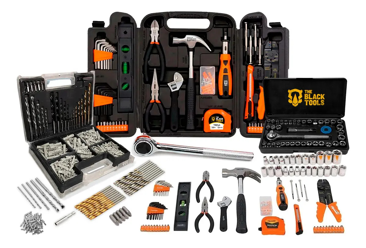 Kit 429 Peças The Black Tools — Ferramentas, Soquetes, Brocas e Buchas