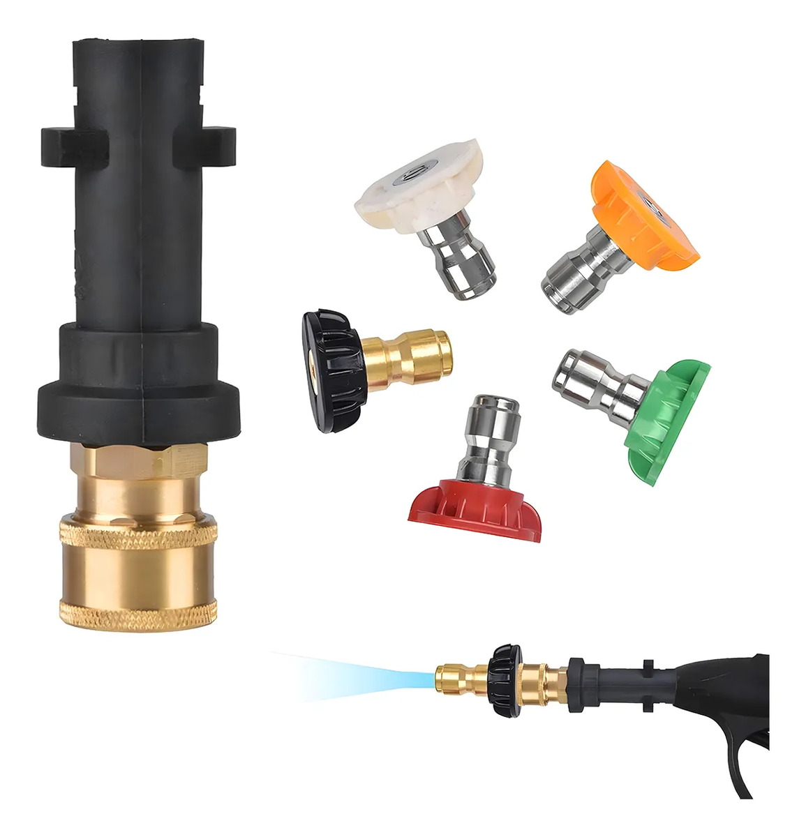 Adaptador + 5 Bicos Engate Rápido Lavadora Pressão Karcher