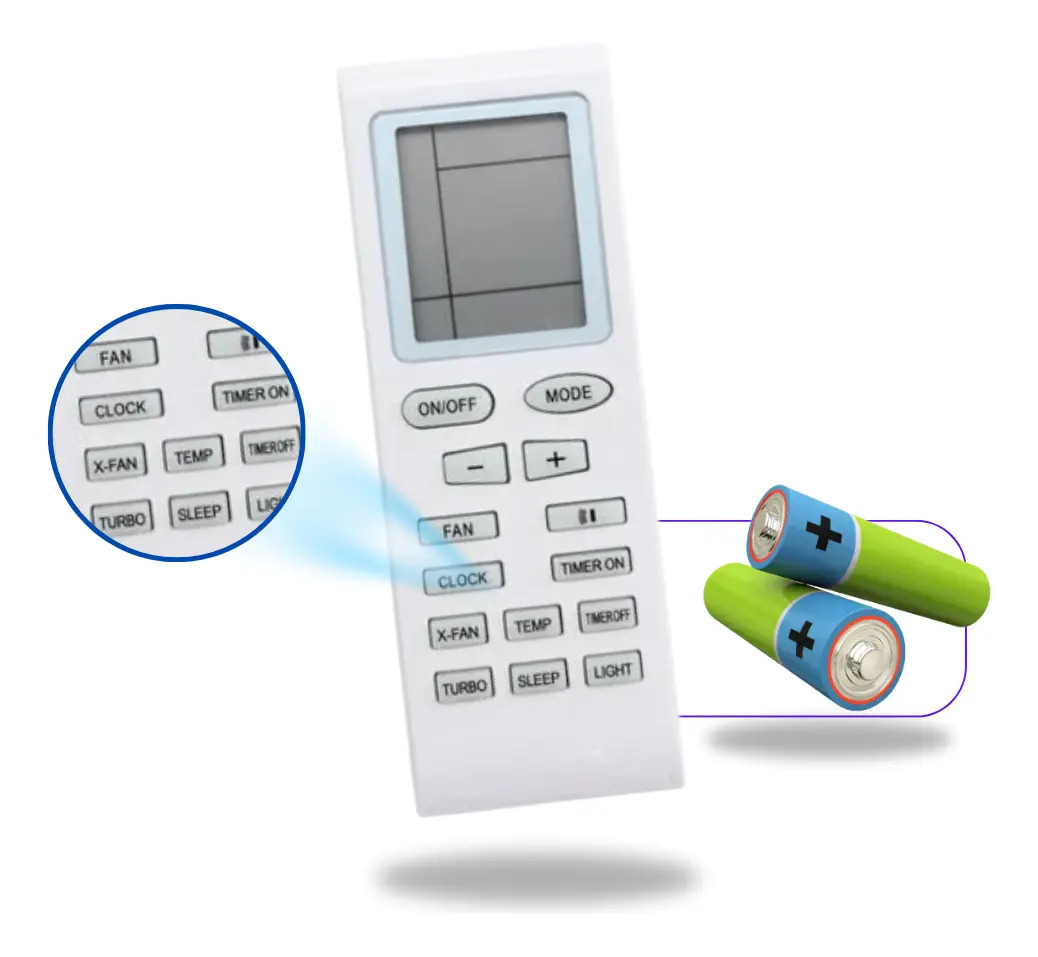 Controle Remoto Compatível Ar Condicionado Gree + Pilhas