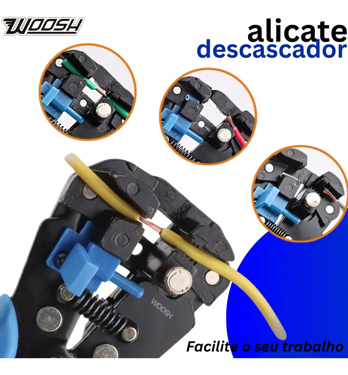 Alicate Decapador Descascador e Crimpador de Fios Automático Woosh