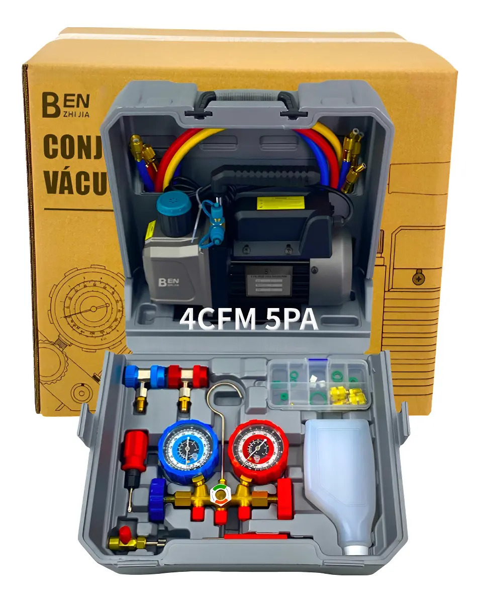 Bomba de Vácuo 4 CFM 1/3hp + Manômetro R134a/R22/R410A/R404A