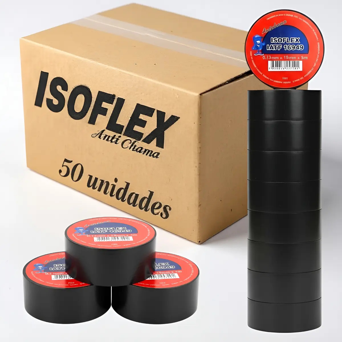 Kit 50 Fitas Isolantes Antichama Preta 5m