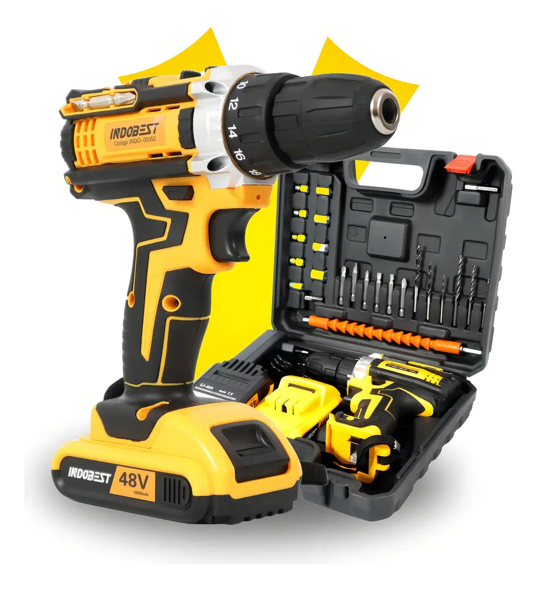 Parafusadeira Furadeira Sem Fio 2 Baterias 340W 1550 RPM