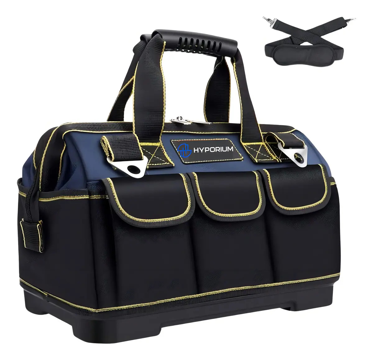 Bolsa Maleta Ferramentas Fundo Reforçado G Hyporium Cor Preto Com Azul