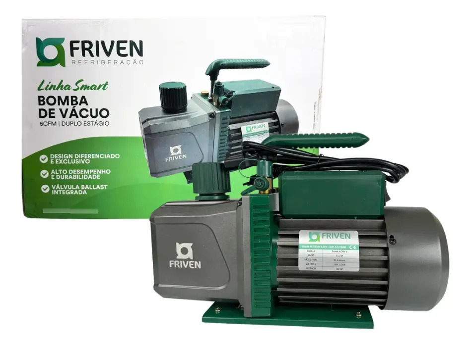 Bomba de Vácuo Duplo Estágio 6 CFM 1/2 HP Bivolt Friven SMART