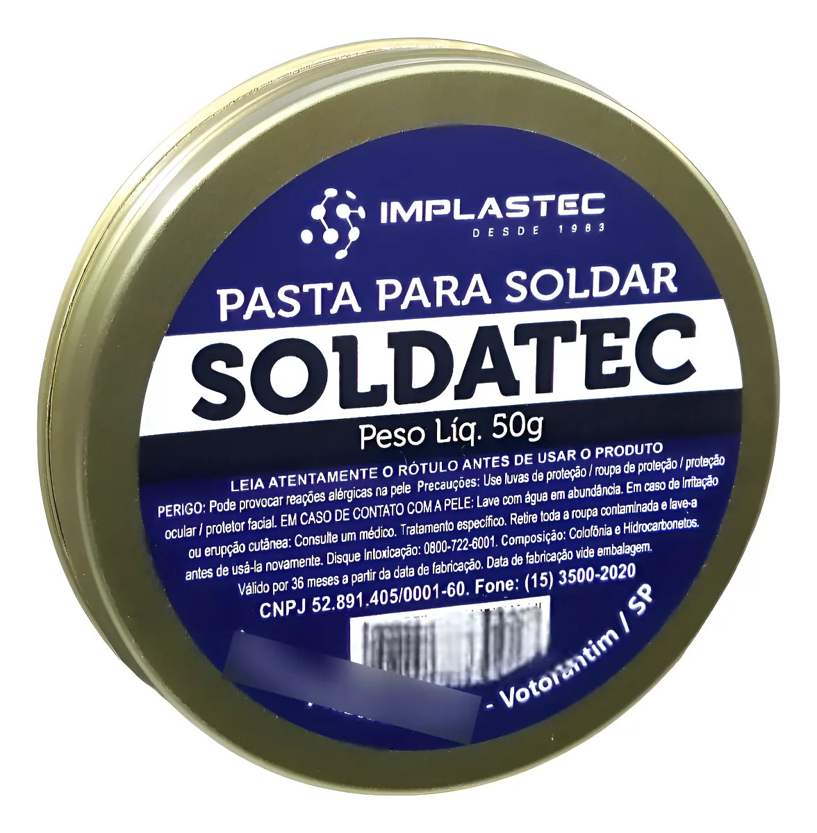 Pasta de Solda Fluxo Soldatec Implastec 50g Para Soldagem Metálica